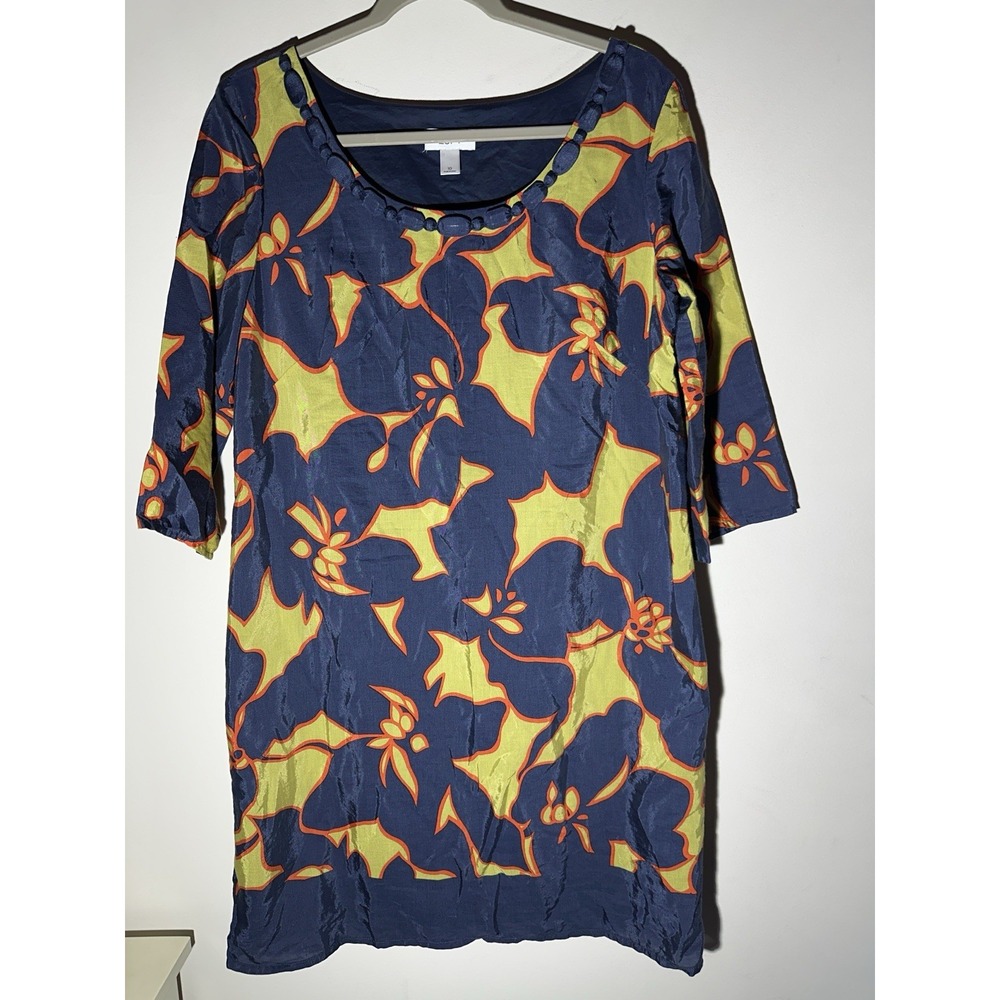 Ann Taylor Loft Navy Olive Floral Lined Dress MSRP 89 Women's Size 10